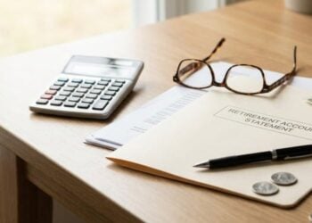 Calculator, retirement paperwork, and cash on a desk for required minimum distributions guide