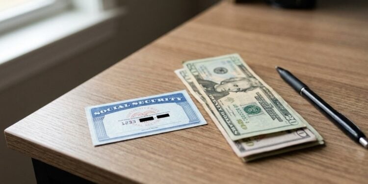 Social Security card with cash on a desk — full retirement age guide