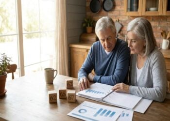 Older couple reviewing a retirement plan for different retirement ages